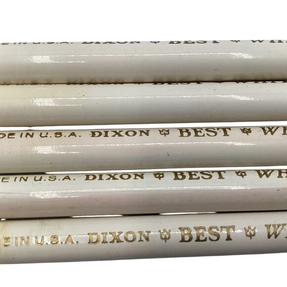 Vintage Lot of 5 Unused Dixon Best White 352 Drawing Pencils New Old Stock - Picture 1 of 8